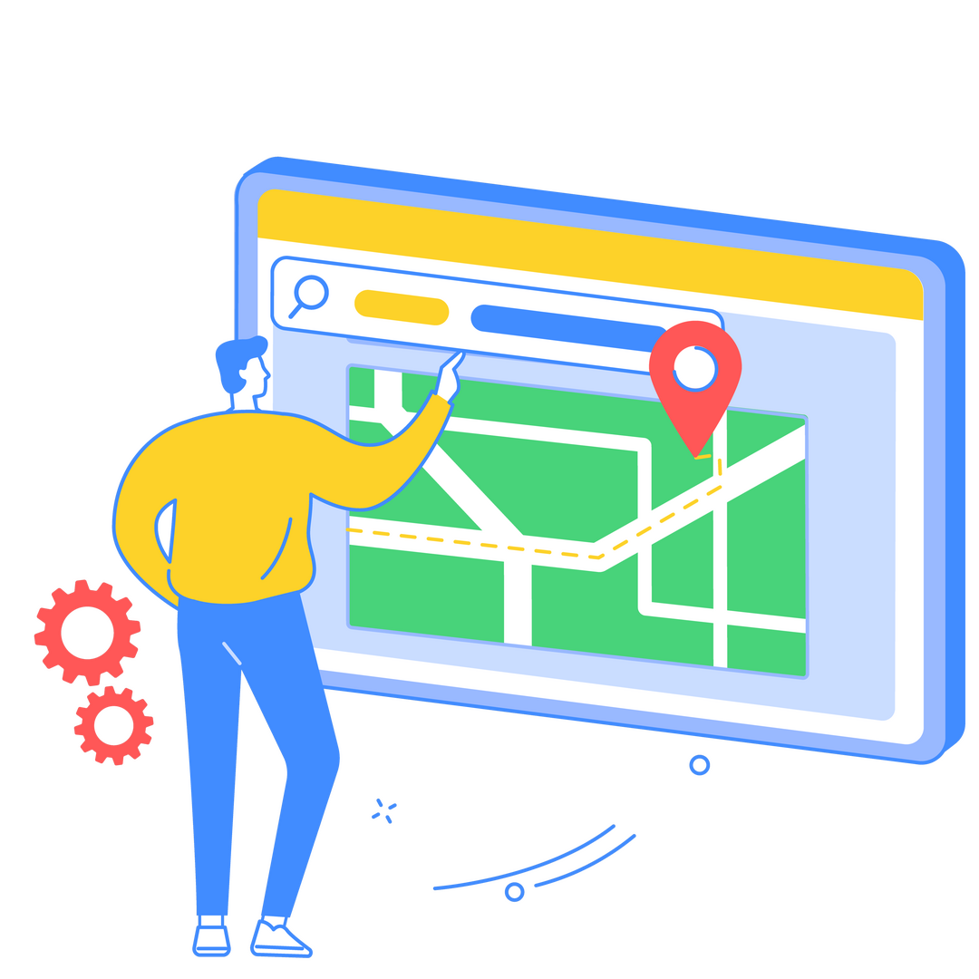 Estrategia de posicionamiento local con mapa, ubicación y optimización SEO para aparecer en Google Maps