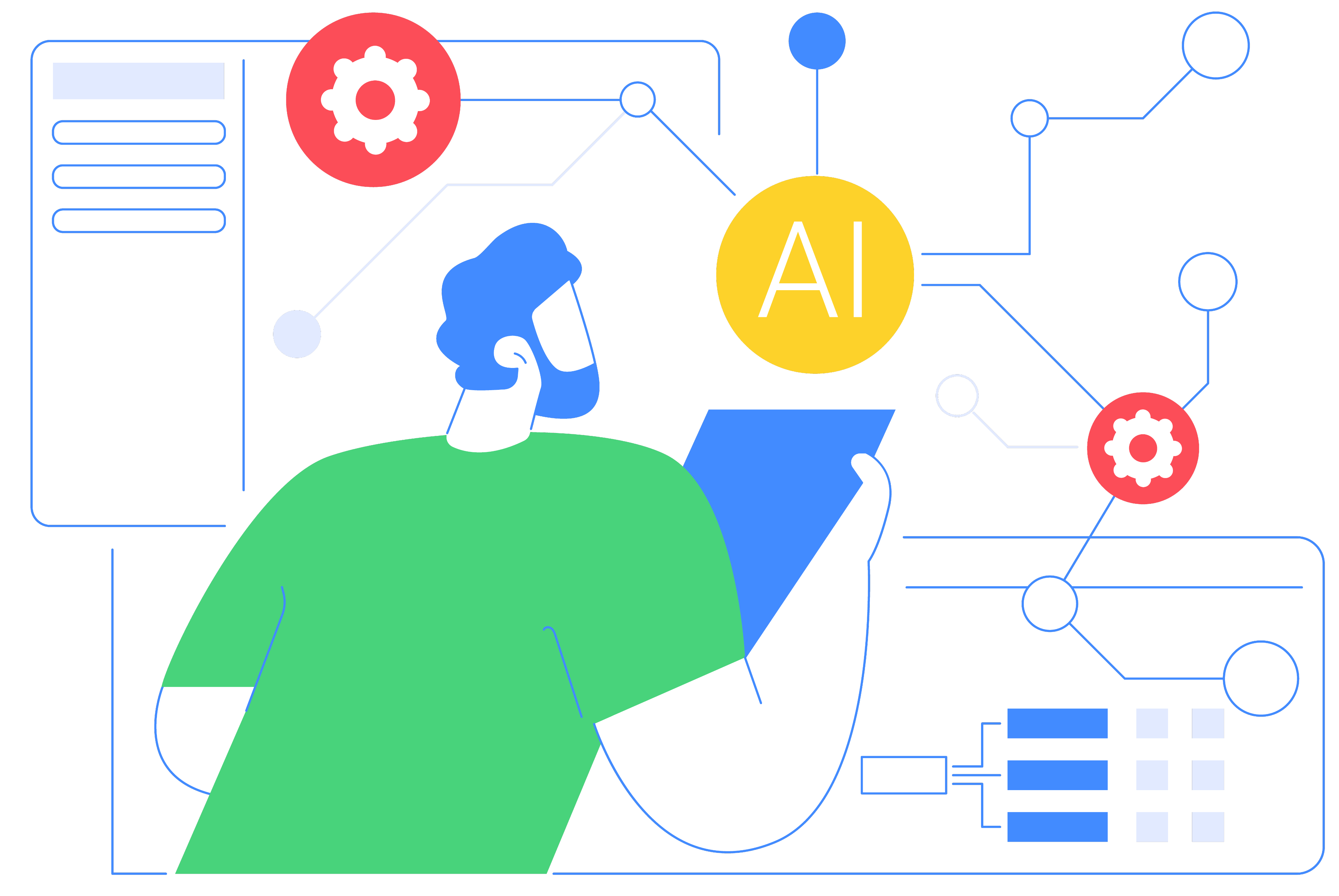 SEO y posicionamiento web para hacer visible tu negocio en Google Ilustración sobre SEO y posicionamiento web mostrando análisis de datos, visibilidad en Google y optimización digital