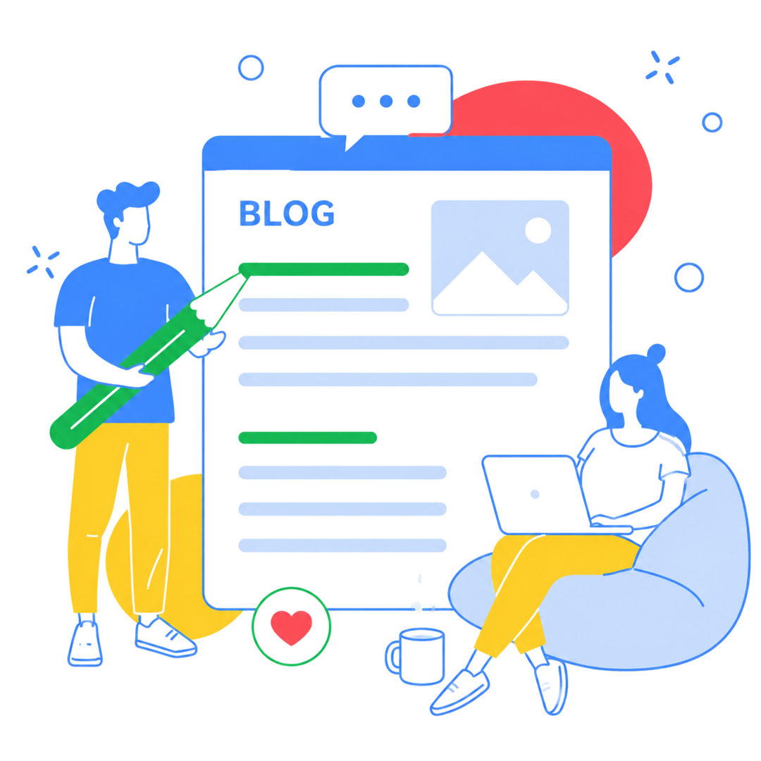Blog de posicionamiento web, SEO y marketing digital Ilustración de un blog sobre posicionamiento web, marketing digital y estrategias SEO para mejorar la presencia online