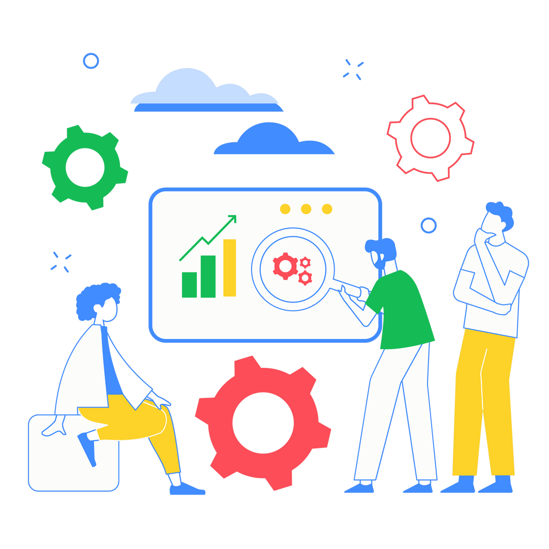 Posicionamiento Online para PYMES | Atrae clientes desde Google Equipo analizando crecimiento digital y posicionamiento online para PYMES con gráficos y estrategia SEO